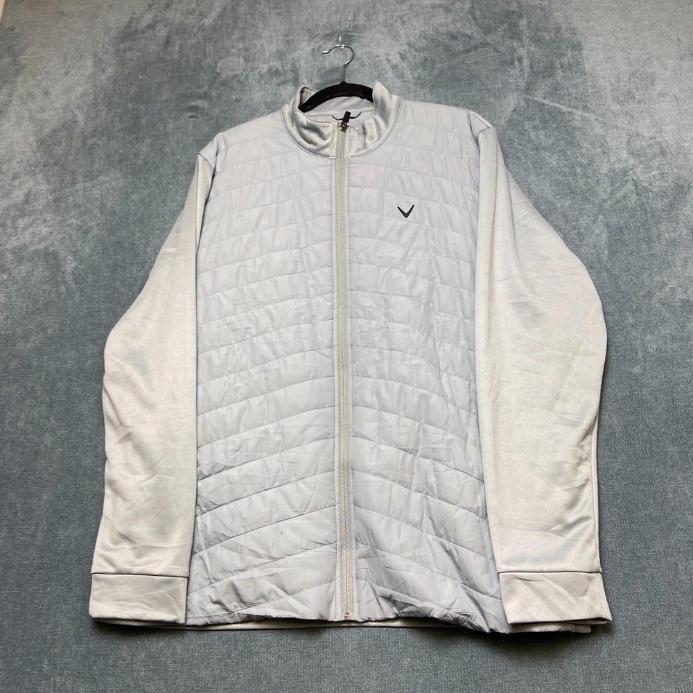 Callaway Golf Quilted Puffer Jacket Mens XL Cream Fleece Lined Tradewinds Zip Up